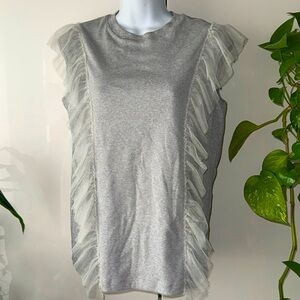 Fabiana Filippi gray mesh ruffle sleeveless top Medium